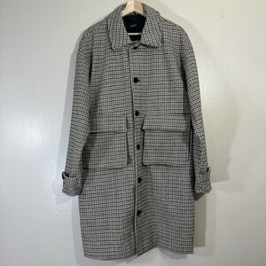 ADPT Men's M Houndstooth Trench Coat Classic Preppy Business